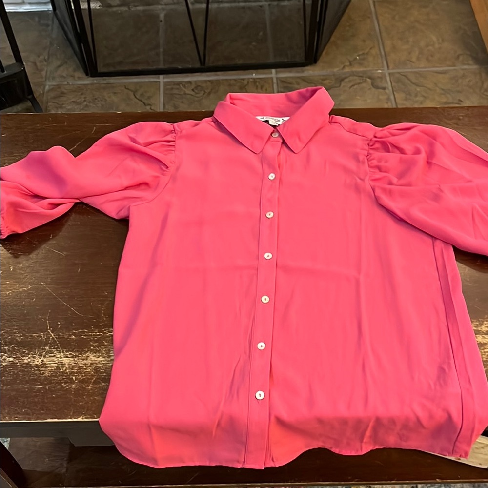 Vibrant Pink Button-Up Blouse